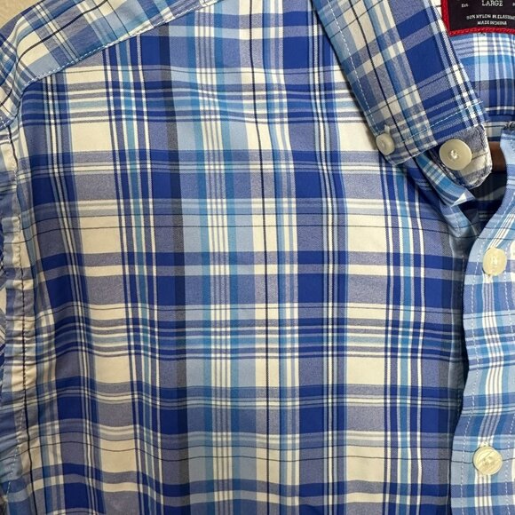 Untuckit Tramonti Shirt Men's Large Blue White Plaid Button Down Pocket - Picture 2 of 9